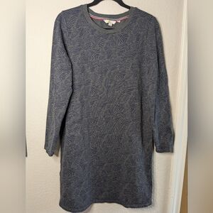 Boden Sweater Dress Size 10 Gray Blue Terry Lined 100% Cotton LS Preppy Academia